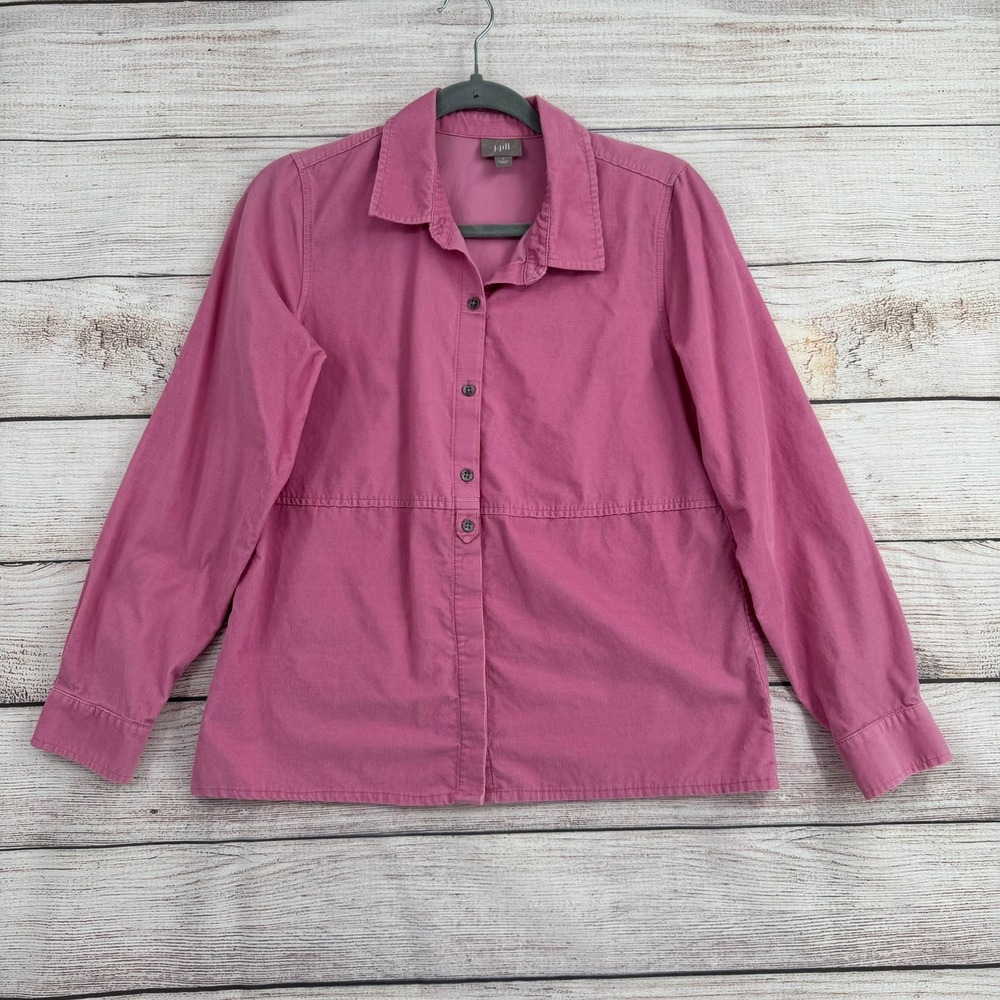 J. Jill Button Down Shirt Women S Pink Corduroy Long Sleeve Collared